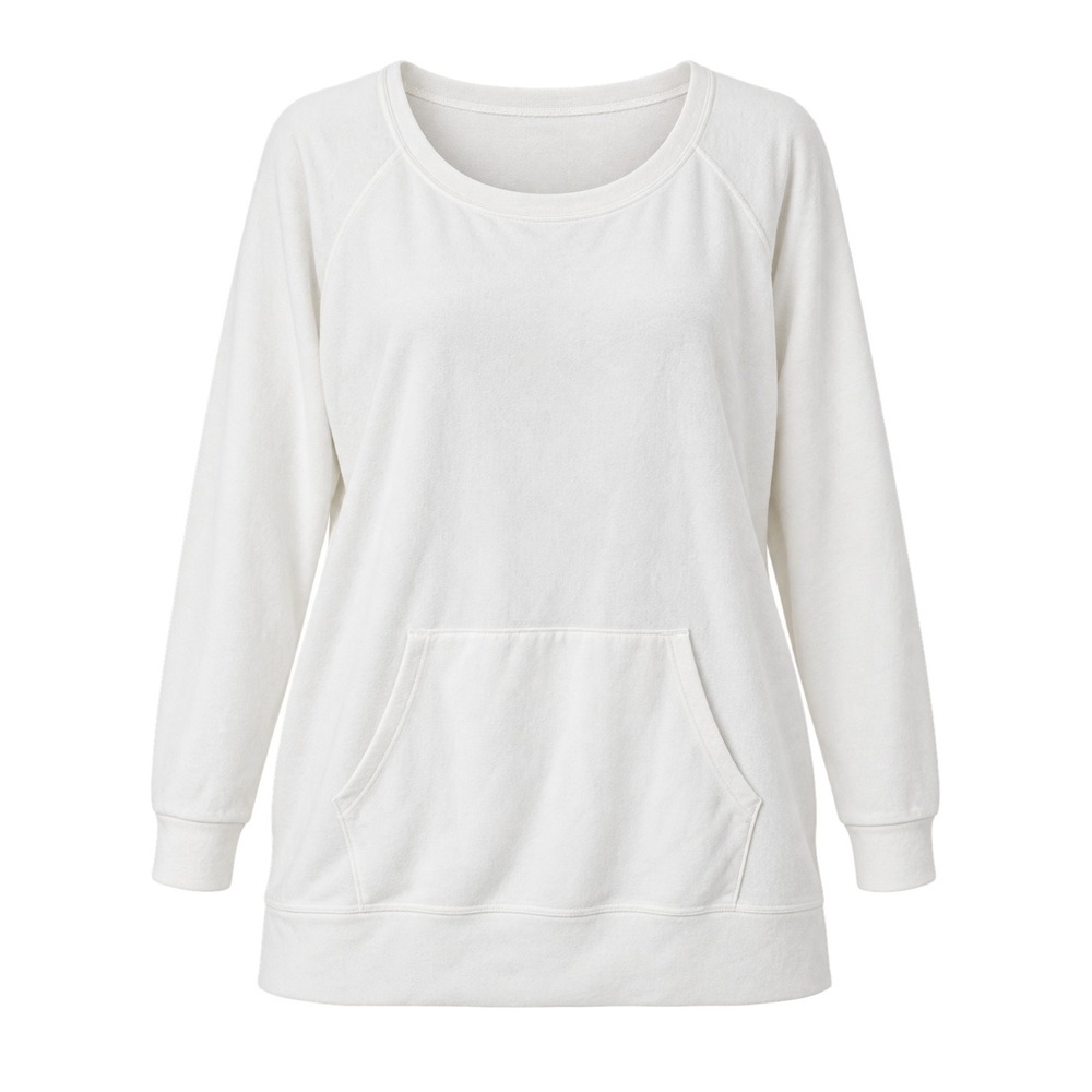 Azules American Basics Women's 2X Ivory Scoop Neck Pocket Tunic Top